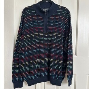 Vintage 90s St. Croix Shop 1/4 Zip Sweater Geometric Knit Pullover USA Large
